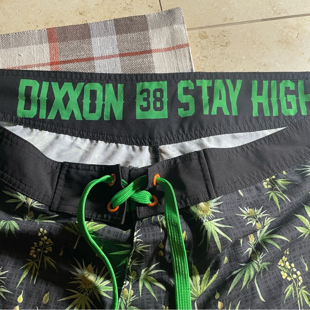 DIXXON Black and Green Leaf Pattern Shorts - Picture 2 of 4